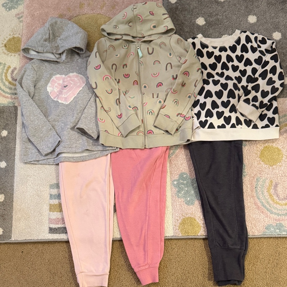 Girls Pink and Gray Leggings Set